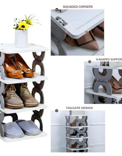 Multi - Purpose Stackable Shoe Rack Adjustable Slots - TREVIADropdash